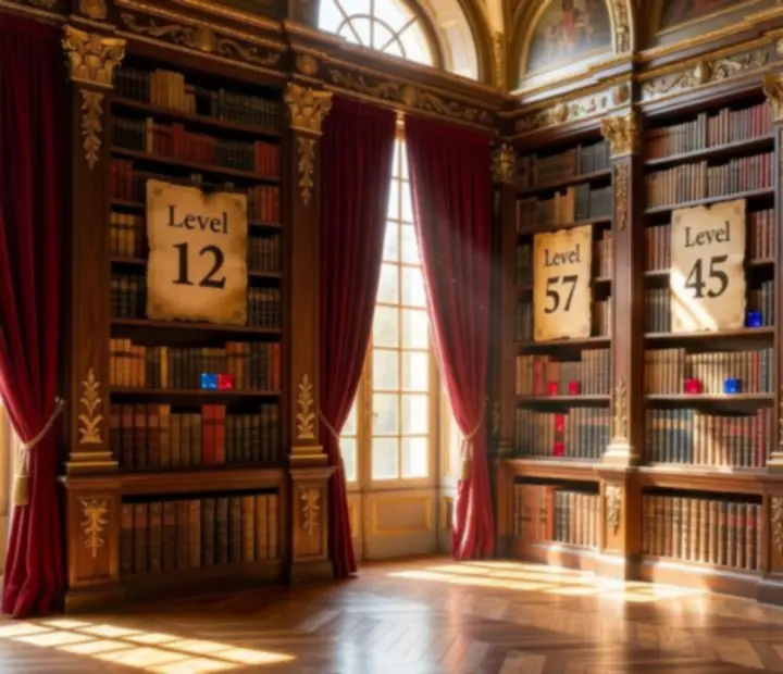 Bibliothèque royale et archives de niveaux illustrant les nouvelles séries de puzzles.